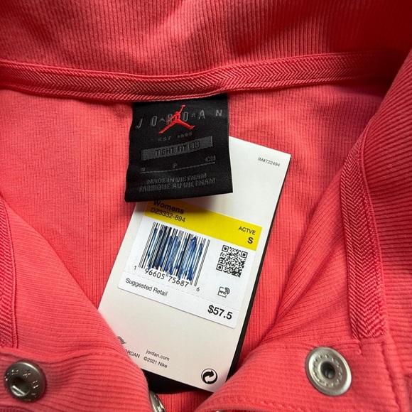 NWT Jordan Women's Ribbed Tight FIT Crop Polo Shirt, SEA Coral size sm - Picture 2 of 4